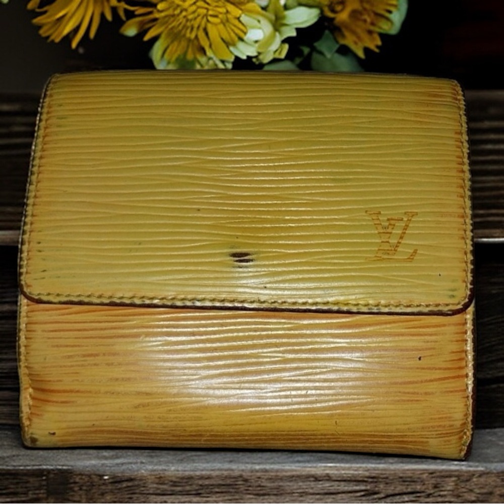Vintage Louis Vuitton Yellow & Purple Epi Leather Elise Wallet - Picture 1 of 8